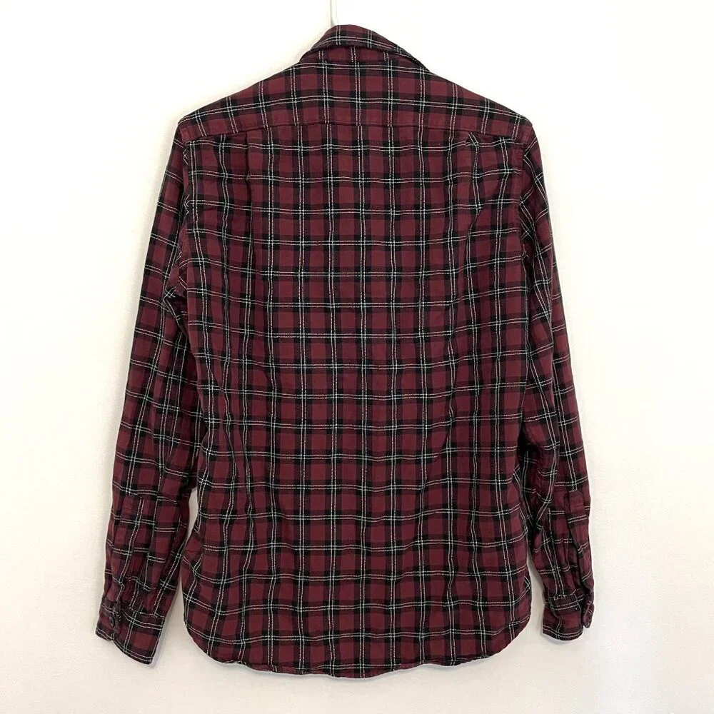 J. CREW Mens Sportsman's Outfitter Red Black White Plaid Button Down Flannel S
